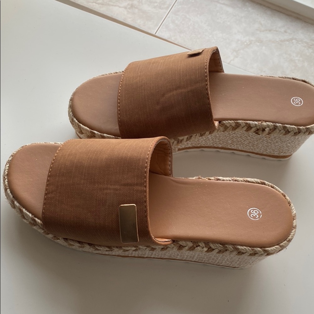 Tan Wedge Sandals